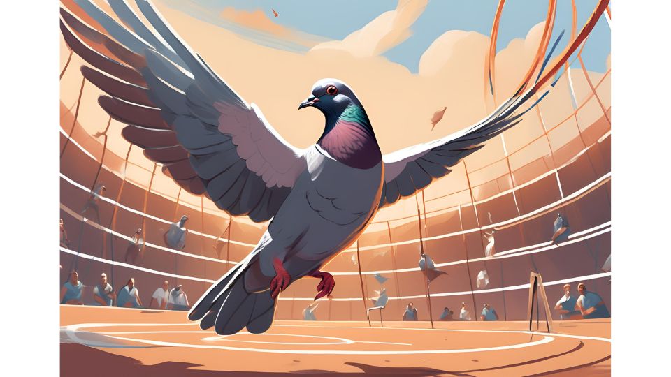 Duif in intensieve training